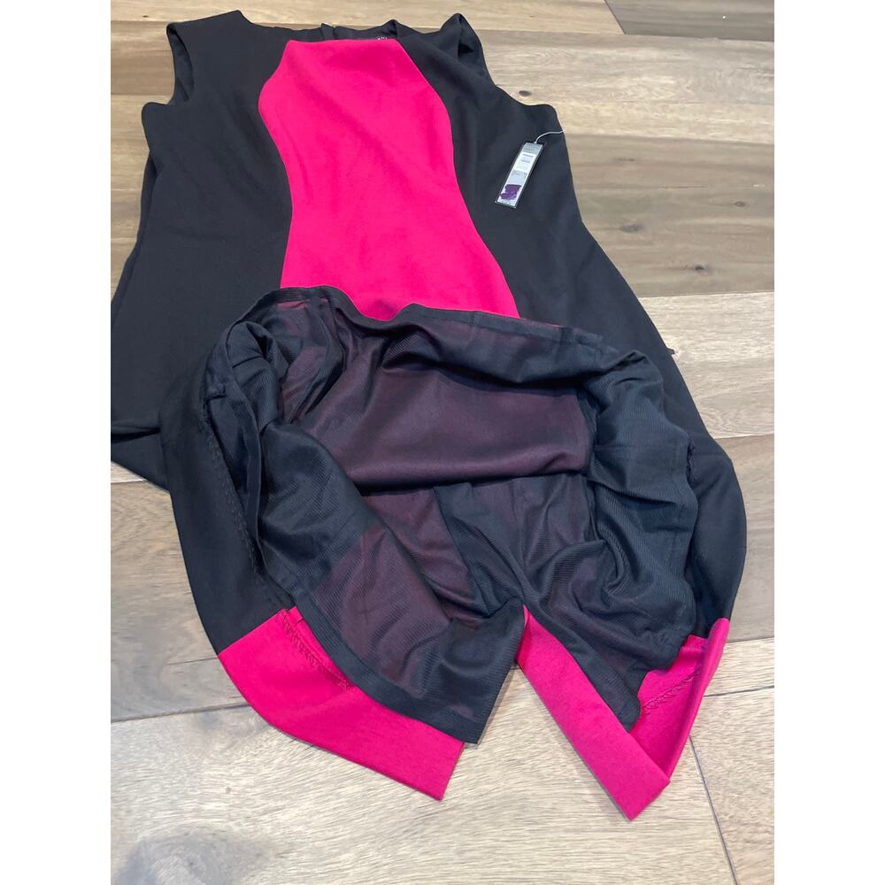 Tahari Arthur S. Levine Sheath Dress Size 12 Fuchsia Pink Black New With Tag - Picture 8 of 9